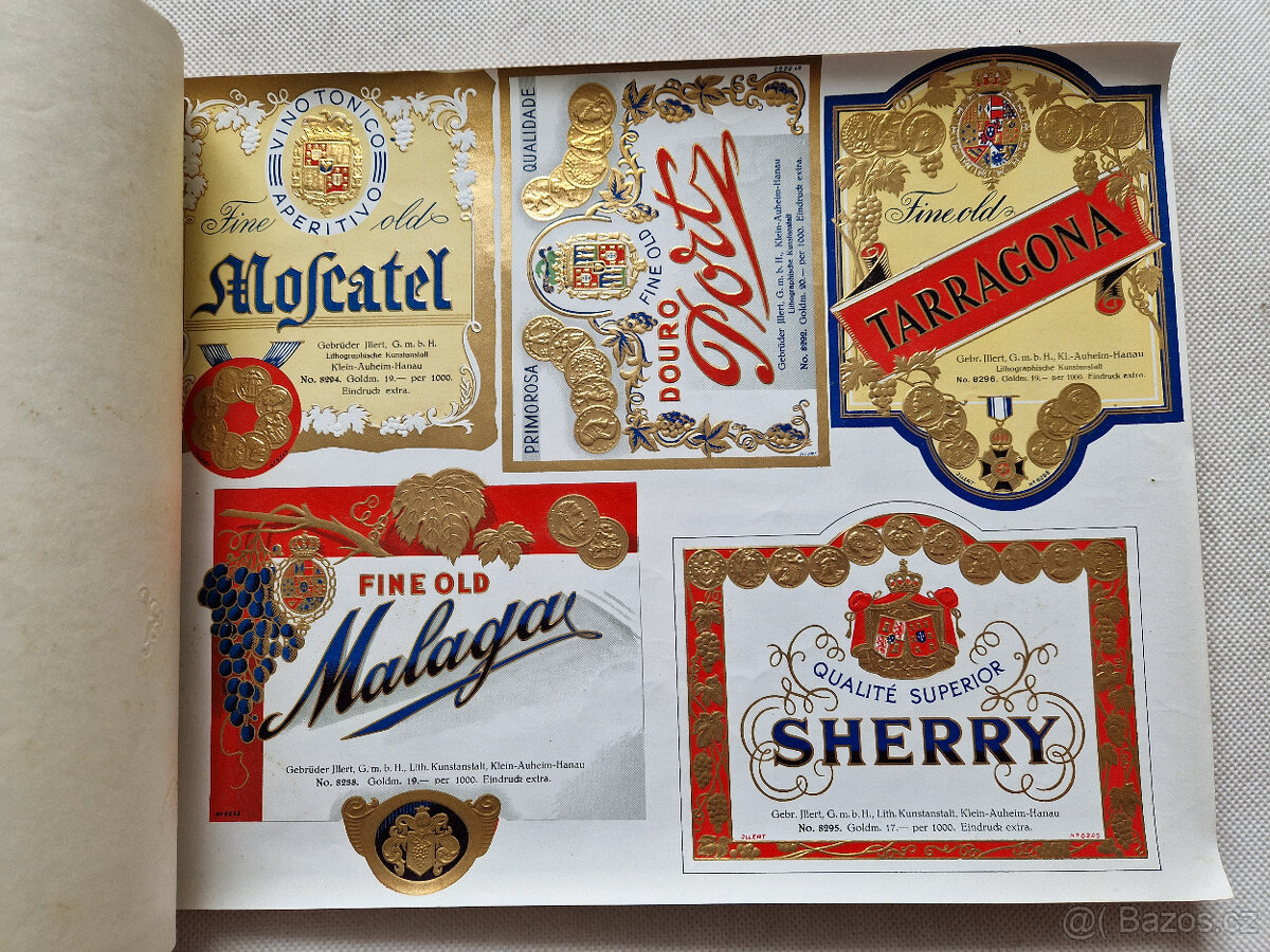 Starý reklamní vzorník etikety víno likér 1930 litografie - 10
