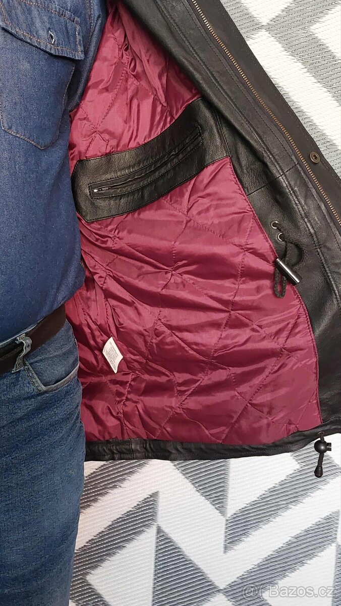 PÁNSKÁ KOŽENÁ BUNDA - PARKA - vel. 54 - 10