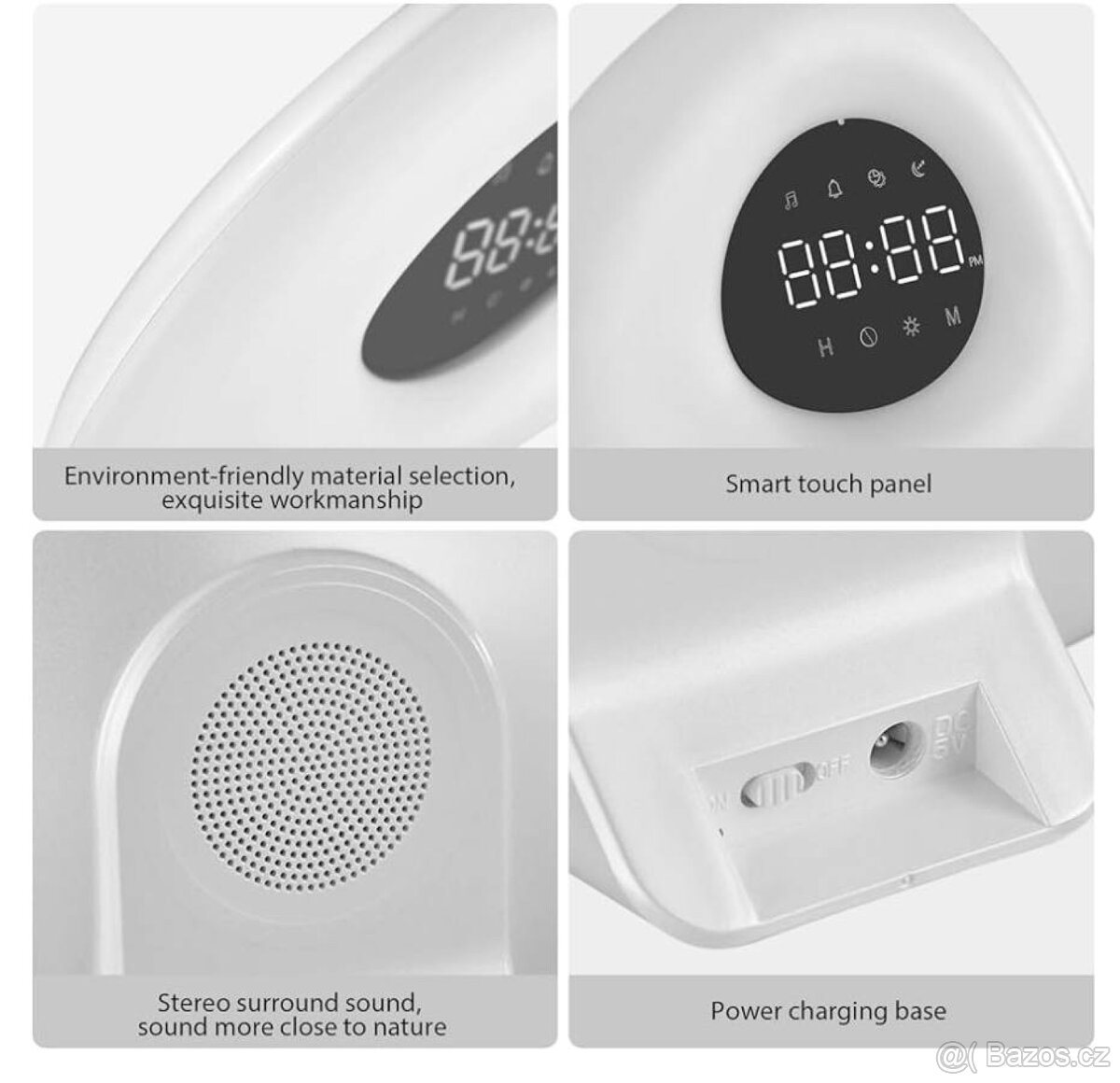 Noční lampa 4v1 – světlo, budík, reproduktor, FM radio ✅ - 10