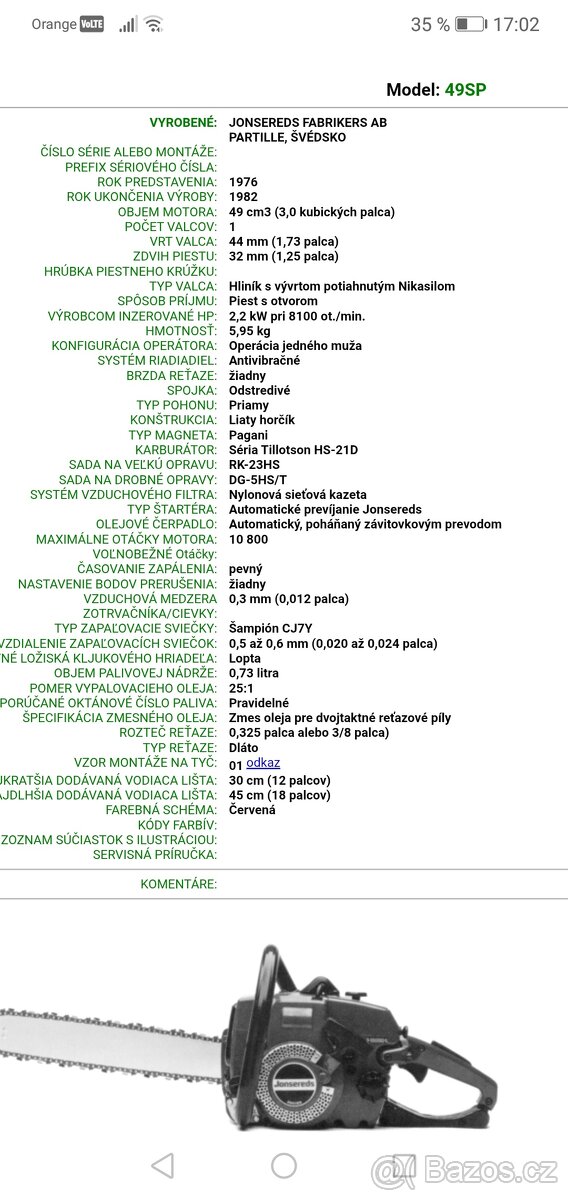 Motorová píla Jonsereds 49 SP - 10