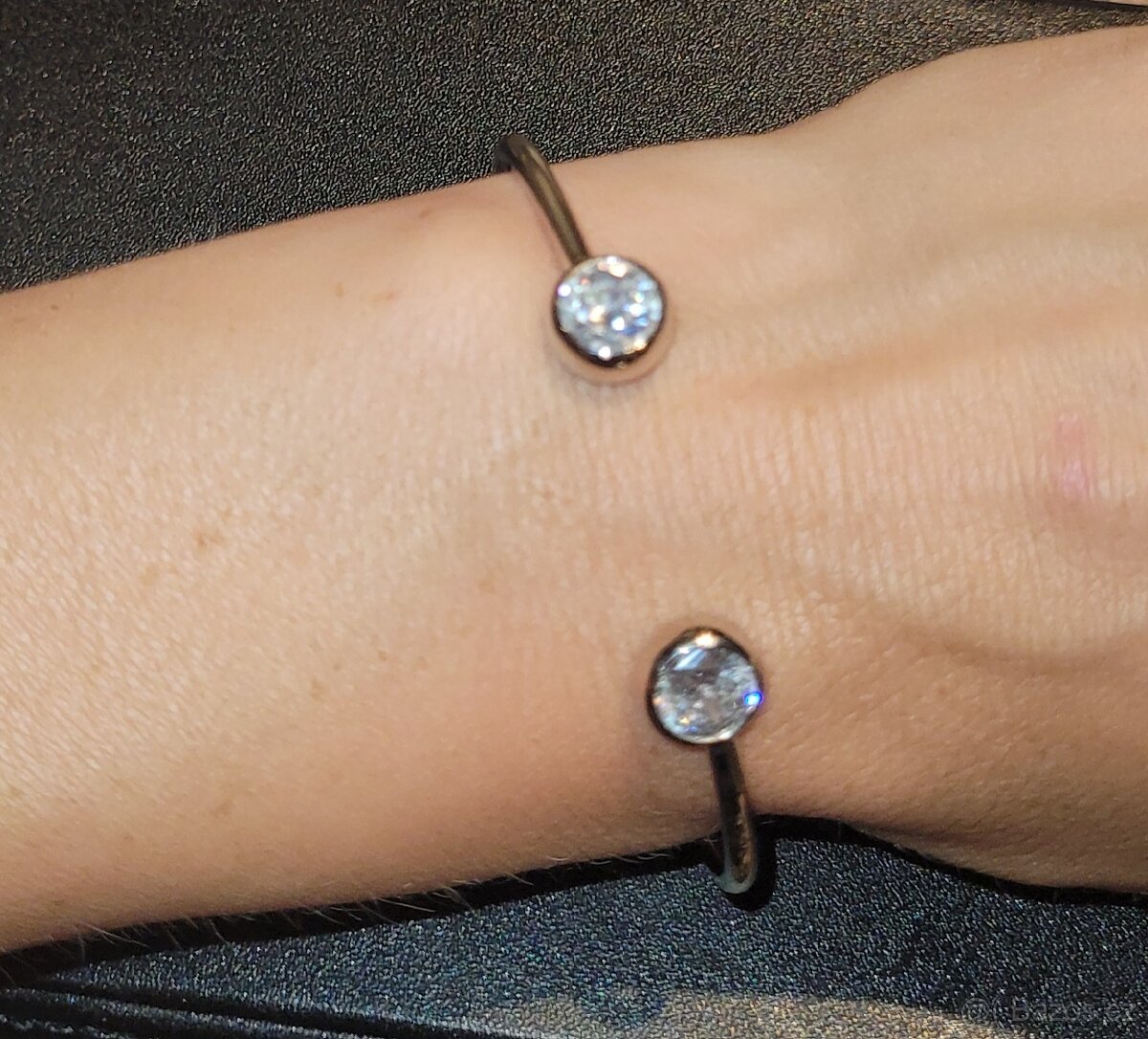 Nový dámský stříbrný náramek 925 otevřený nastavitelný - 10