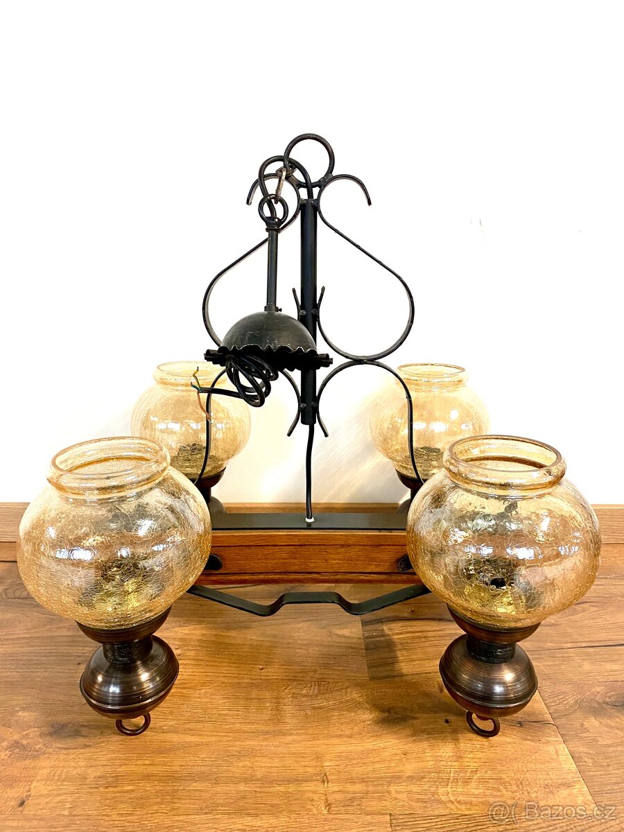 Starý mohutný kovaný lustr - 10