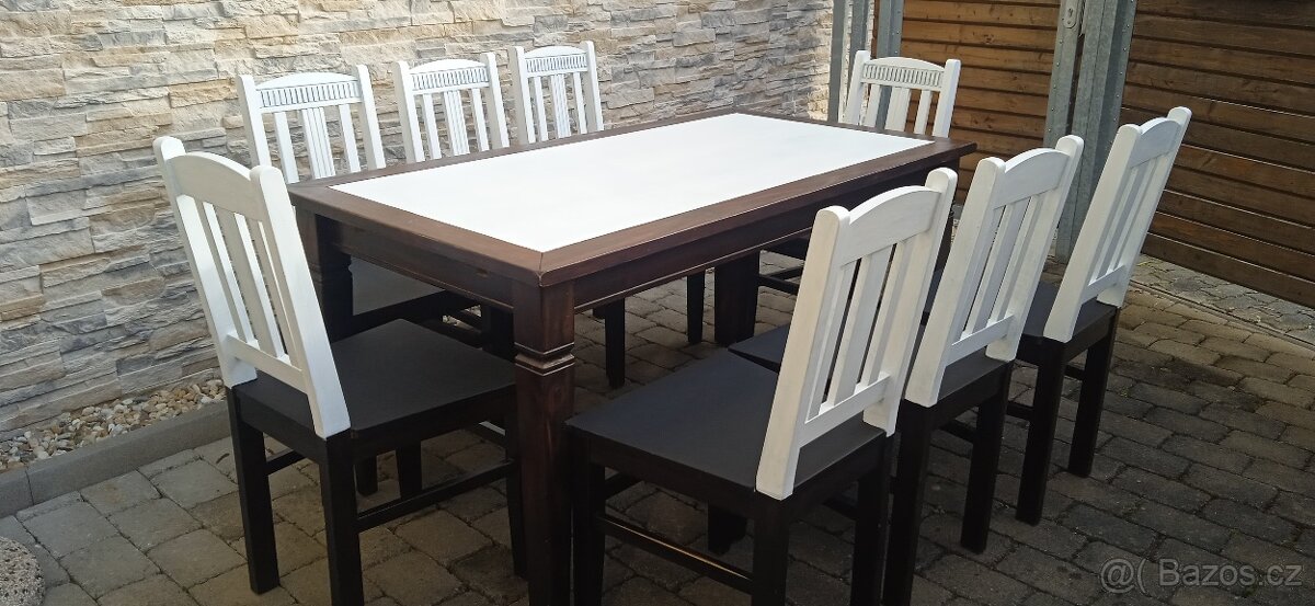 Jídelní stůl+8 židlí -styl vintage - 10