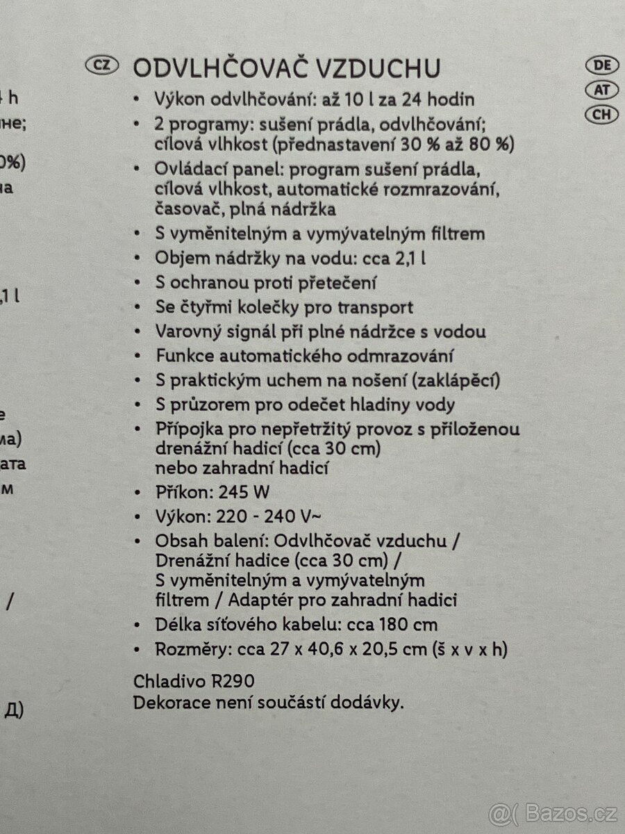 Odvlhčovač vzduchu. - 10