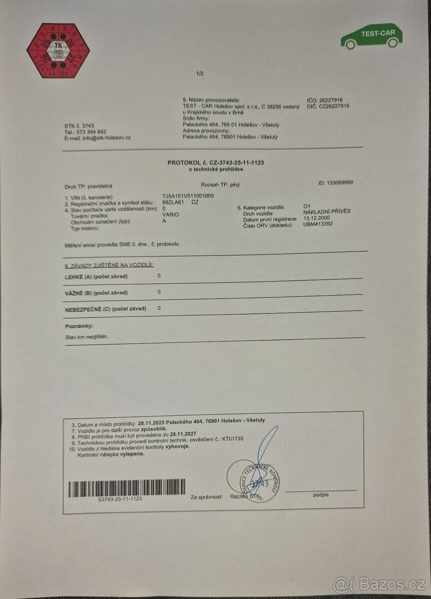 Přívěsný vozik VEZEKO VÁRIO bržděný 205cm x 127cm - 10