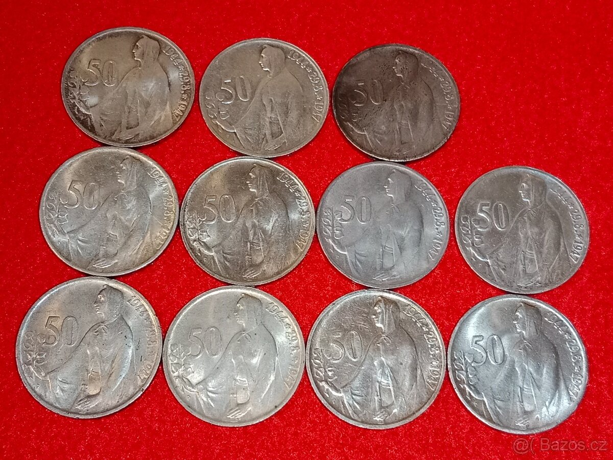 Československé stříbrné mince 194 ks - pouze komplet - 10