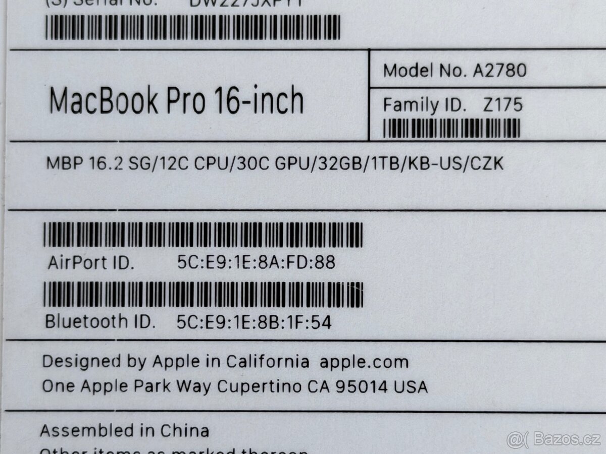 MacBook Pro M2 MAX 16" 32GB/1TB - záruka 17 měsíců - 10