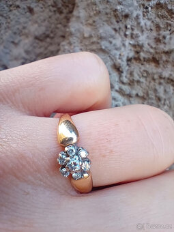 Zlatý prsten s diamanty; 2,28g, 57mm, certifikát - 10