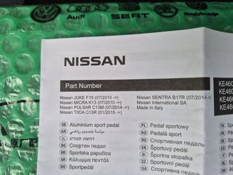 sportovní kryty pedálů Nissan Juke F15, Micra K13, Pulsar C1 - 10
