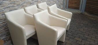 Jídelní kožená křesla bílá 5ks - 10