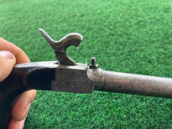 Historická Belgická Perkusná pištoľ damašková šrobovacia hla - 10