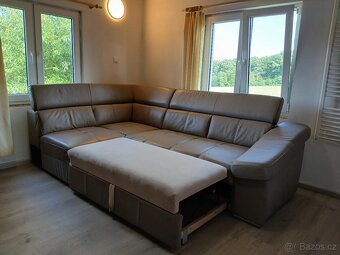 Kožená rohová rozkládací sedací souprava - 10