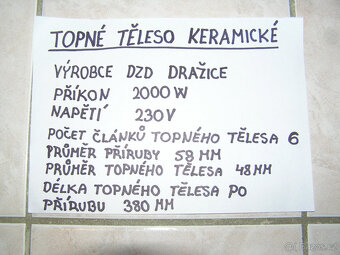 Keramické topné tělěso DZD Dražice 2000W - 10