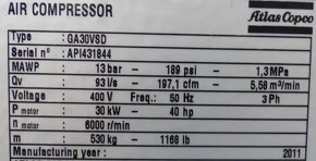 Šroubový kompresor Atlas Copco GA30VSD - ZÁRUKA - 10