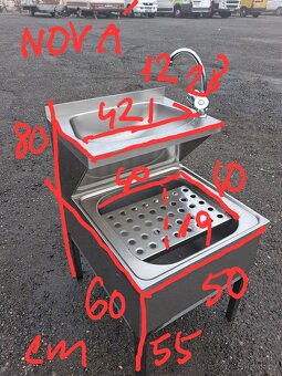 Nová nerezová výlevka s 2x umyvadlem 50x60x80 cm - 10