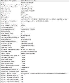 PRODÁM PRÉMIOVÝ NOTEBOOK ASUS HLINIKOVÉ TĚLO BANG & OLUFSEN - 10