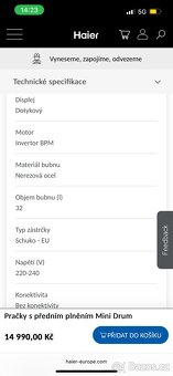 Malá tichá úsporná pračka Haier HW50-BP12307 - 10