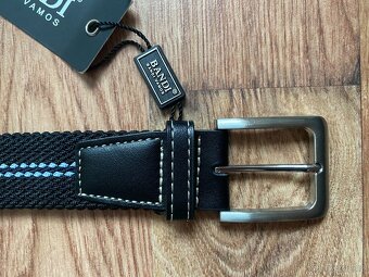Nový pánský pružný opasek Bandi -L/XL, černý s modrými pruhy - 10