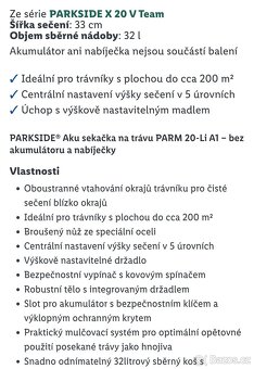 Aku sekačka PRMA V20 Parkside s baterií ah4 a rychlo nabíječ - 10