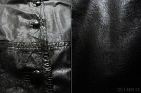 Vintage černý kožený dámský kabát - paleto - 10
