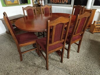 Rustikální jídelní set, stůl, 6 židlí, masív - 10