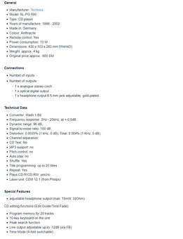 TECHNICS SL-PG590 + DO / Stereo CD Player - 10