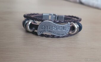 Nový pánský i Unisex kožený náramek značkový diesel hnědý - 10