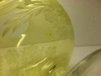 Obří krásná broušená žlutozelená číše obs. 2,7 l. - 10