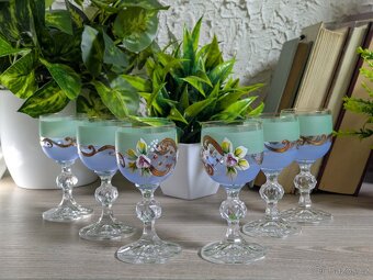 Luxusní  ručně zdobená skleněná likérová sada Bohemia Crysta - 10