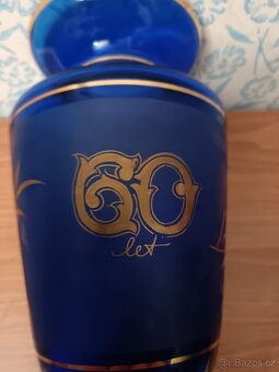 Modrá skleněná váza květinová - 10