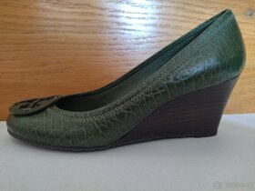 Lodičky na klínku Tory Burch, olivová kůže vel. 36 - 10