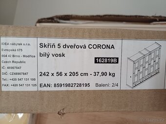 Skříň 5dveřová CORONA bílý vosk - 10