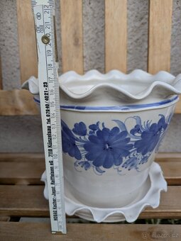 Velký keramický petrželák + dva květináče s podtáckem - 10