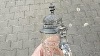 Starý sklěněný korbel do vaší sbírky. Výška 24cm, klrásný - 10