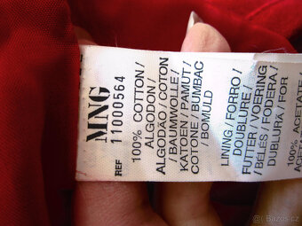 Zimní kabát zn. Mango, vel. M/38, 100% bavlna, jasně červený - 10