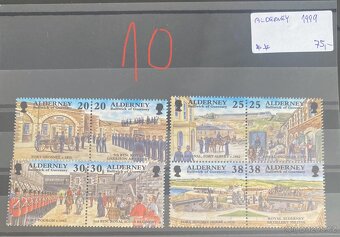 Známky - kompletní sety v zásobníku - Alderney - 10