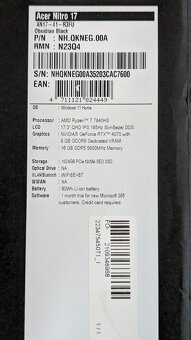 top Nový Acer Nitro 17 AMD R7 16GB 1TB SSD RTX 4070 Win11 - 10