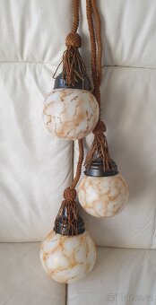 Starožitný lustr art deco na provazu béžové koule - 10