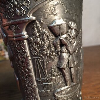 Cínový pohár pivní velká sklenice z cínu punc certifikát - 10