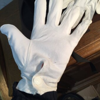 secesní cylindr starý skládací hedvábný klobouk rukavice - 10