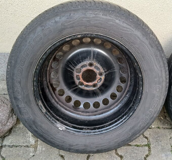 4x plechové disky 5x108 + pneu letní 215/60 R16 - 10