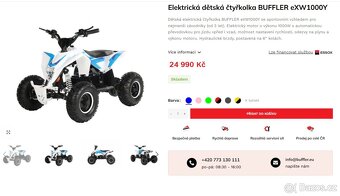 Elektrická čtyřkolka BUFFLER eXW1000Y - 1.majitel - 10
