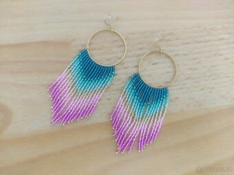 Různé Třásňové náušnice na kroužku - 10