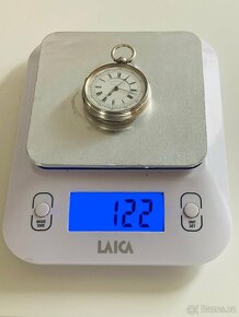 Masivní stříbrné kapesní hodinky, chronograf, hmotnost 122 g - 10