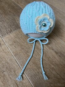 Ručně pletená dětská čepice 3-6 měs. různé barvy - 10