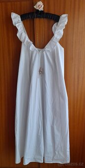 H&M bílé bavlněné letní dlouhé šaty - 10