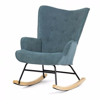 Houpací křeslo 371 zelená, hnědá, růžová látka - 10