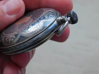Celostříbrné tulou zdobené tříplášťové raritní kapesní hodin - 10