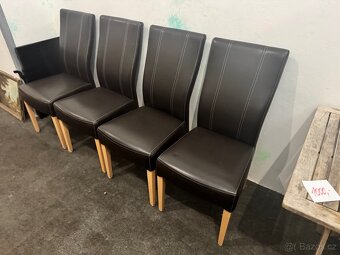 4x hezké pevné kožené jídelní židle - 10