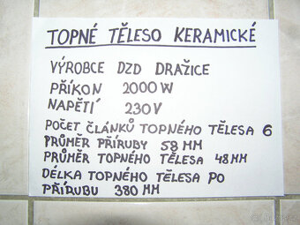 Keramické topné tělěso  DZD Dražice 2000W - 10